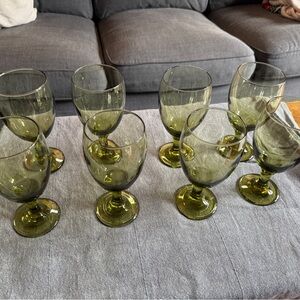 Libbey Green Goblet Set